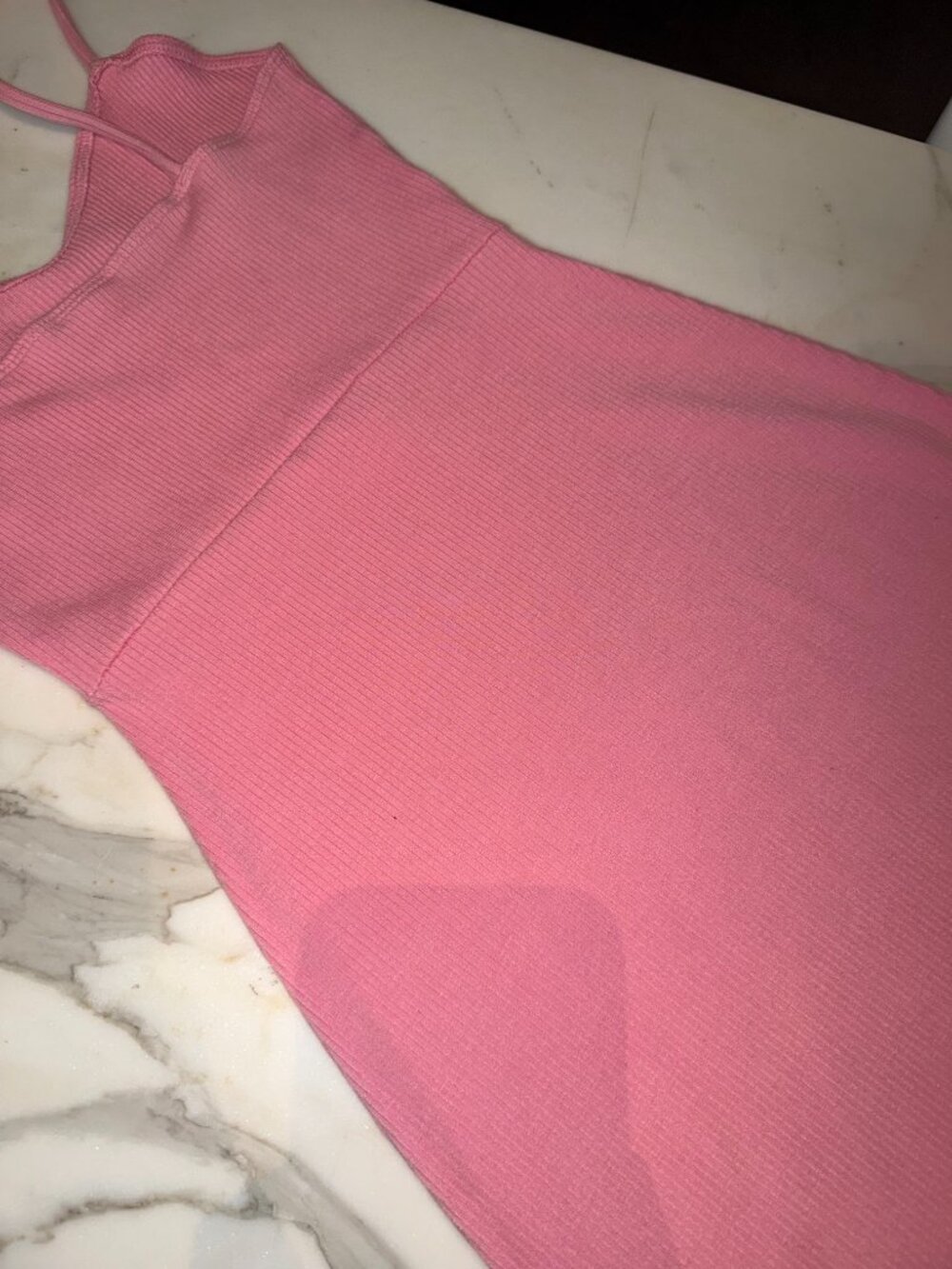 Aritzia Wilfred Free Ribbed Pink Mini Dress | V-Neck Dress - Picture 10 of 13